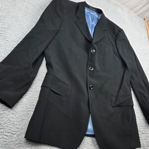 Armani Collezioni Mens Black 100% Wool 3-Button Blazer Suit Jacket 42R